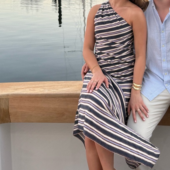 A.L.C. Lyn Stripe One-Shoulder Midi Dress - Picture 4 of 4